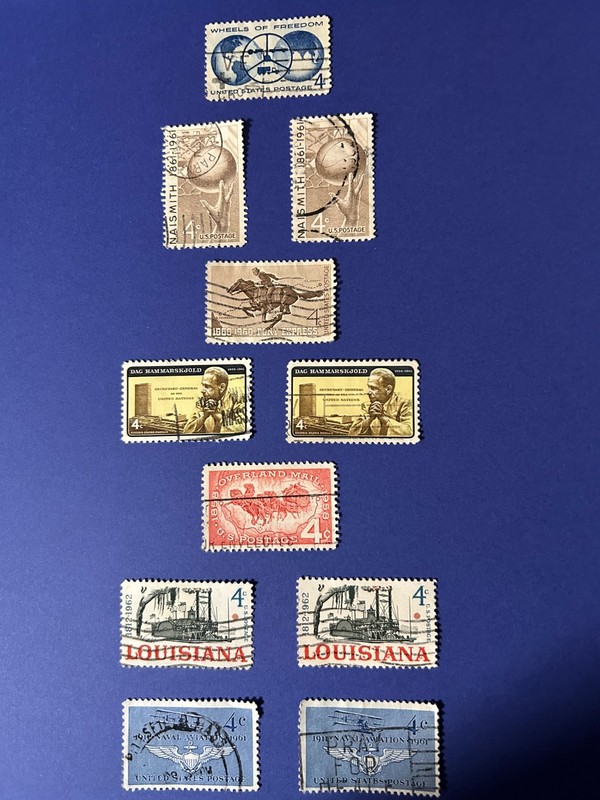 Lot #4 - Various US Stamps dated 1958-1962, 4c Face Values but worth much more!