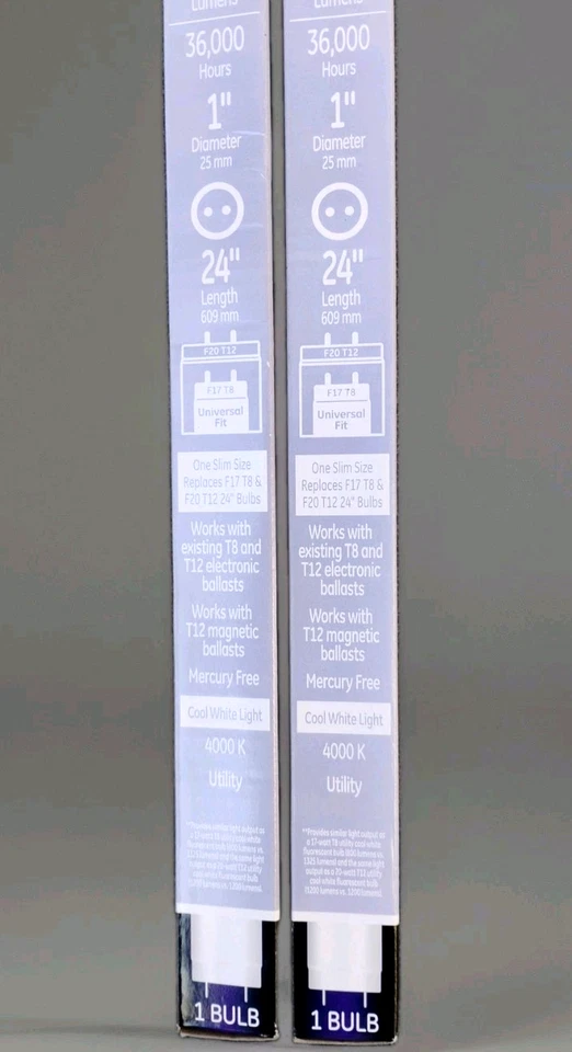 Qty of (2) 24" GE LED Universal Replaces Fluorescent T8/T12 Cool White 4000K - Image 3 of 3