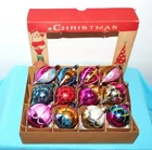 Box of 12 ~Vtg~ TEAR DROPS~ FANTASIA POLAND Glass Ornaments~ STRIKING COLORS~40s
