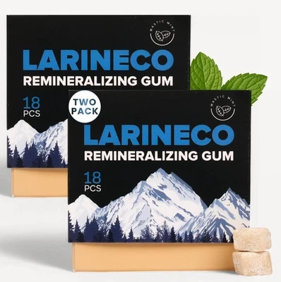 Paquete de 2 chicles remineralizantes Larineco con nano hidroxiapatita y masilla de xilitol como nuevos - Imagen 1 de 4