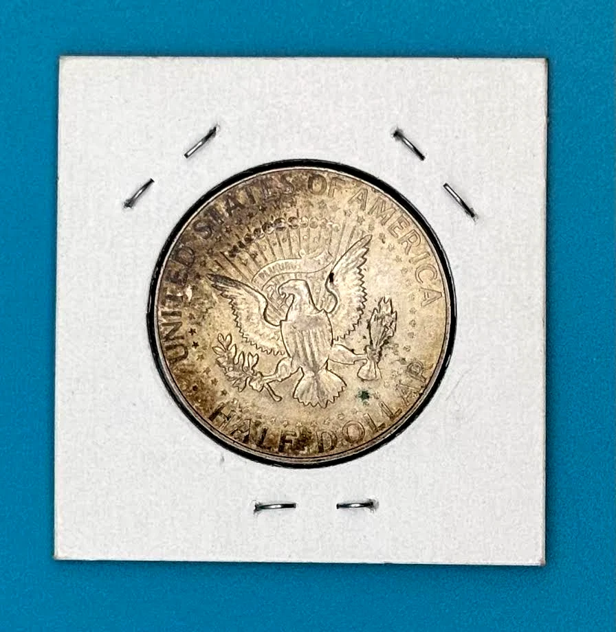 1968 D Kennedy meio dólar 40% prata XF tom dourado/azul iniciado-Denver estado perfeito - Imagem 2 de 2