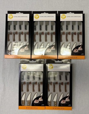 Lot 5 Wilton Halloween Icing Decorations Cupcake Cake Cookies Knife Hatchet Axe