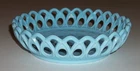 Vintage Blue Milk Glass Open Edge 7" Dish