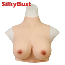 Realistic Silicone Breast Forms B-H Cup Crossdresser Breastplate Fake Boobs
