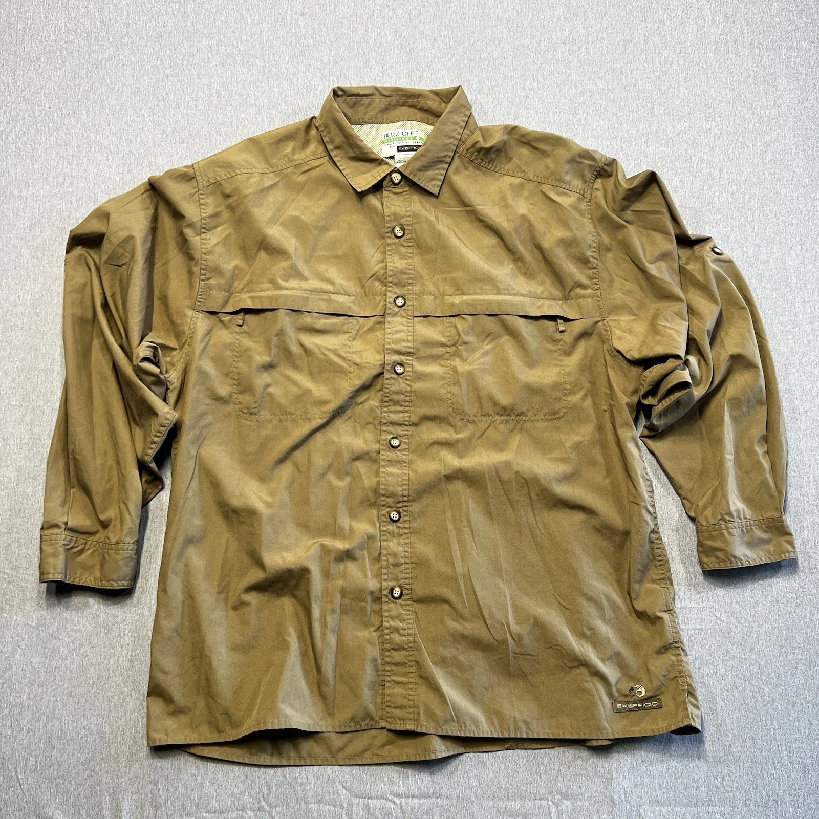 Ex Officio Buzz Off Insect Shield Button Down Shirt Mens XL Long Sleeve Outdoor
