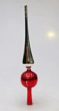 Antique VTG Glass Feather 8" Bumpy Ball TREE TOPPER Christmas Ornament Germany
