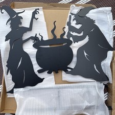 3 Metal Yard Halloween Decorations Silhouette...