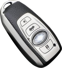 Subaru Key Fob Cover, Premium Soft TPU Leather Full Cover Protection Silver