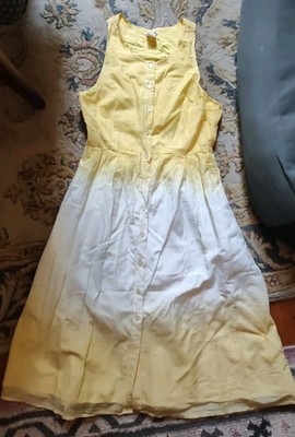 Levi's Ombre Yellow Silk Cotton Dress Fully Lined Sz S READ