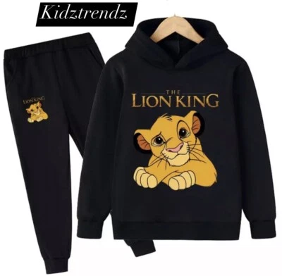 KIDZTRENDZ Summer Kids Boys Girls Lion King Simba Tracksuit Pullover Hoodie Tops New