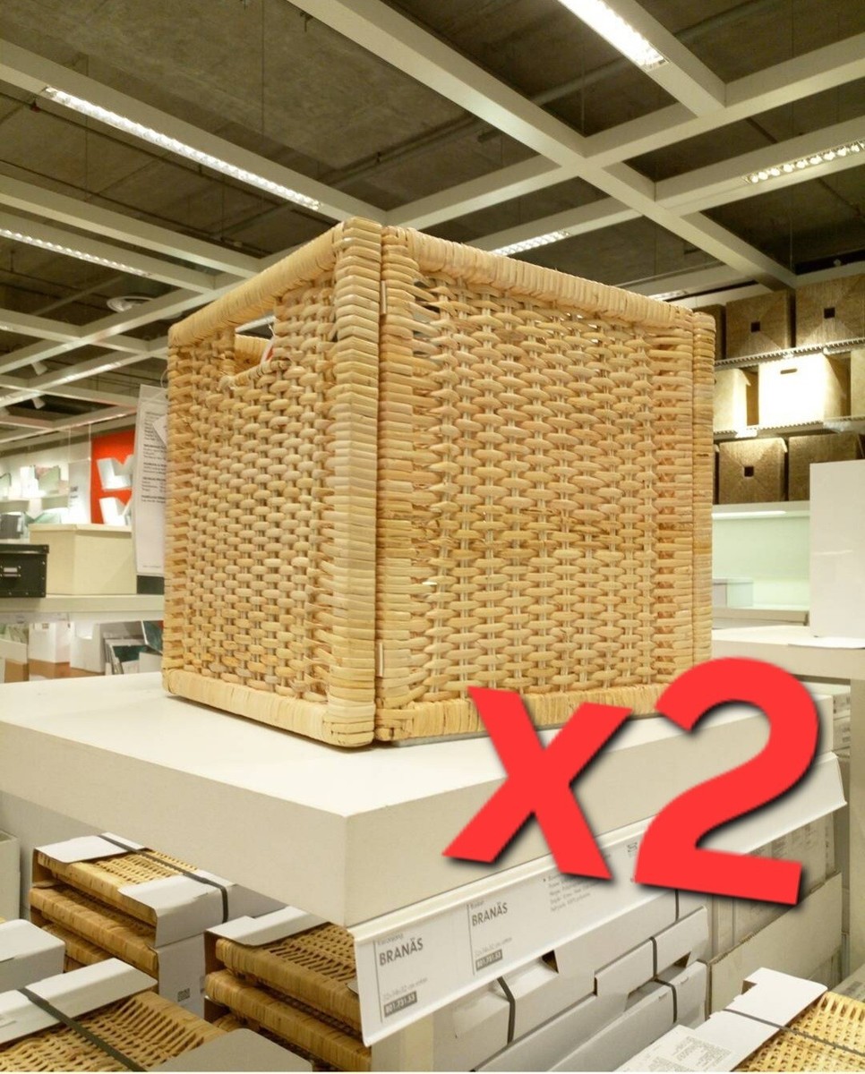 SET of 2 - Ikea BRANAS BRANÄS Box Basket Rattan Natural 12 ½