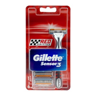 Gillette Sensor 3 Rasierer Red Edition mit 6 Ersatzklingen