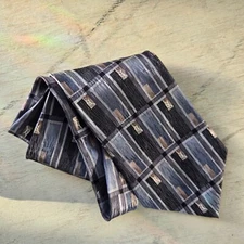 Vintage Jimmy V Mark McGwire Silk Tie 58" Gray Geometric 1990s MADE IN USA Men's