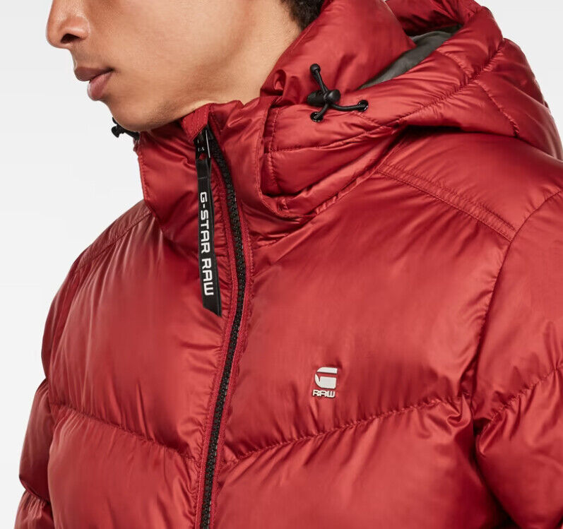 G-Star RAW Men's Dry Red Whistler Down Puffer Hooded Jacket G-Star RAW Men's Dry Red Whistler Down Puffer Hooded Jacket