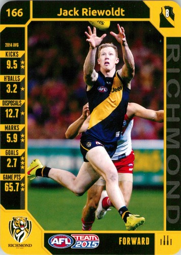 2015 RICHMOND TIGERS AFL Card JACK RIEWOLDT - 第 1/3 張圖片