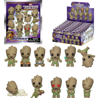 GUARDIANS OF THE GALAXY GROOT FIGURAL BAG CLIP DISPLAY BOX 24 PACKS NEW TY3019D