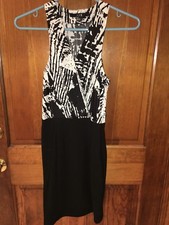 FOREVER 21 Black & White Abstract Sleeveless Bodycon Dress S Small NWOT Surplice