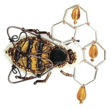 DIY Brooch making kit "Honey in honeycombs" 2.8"x2.6"