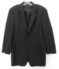 Giorgio Armani Sport Coat Men 40 Black Classic Blazer Jacket Wool Striped Italy