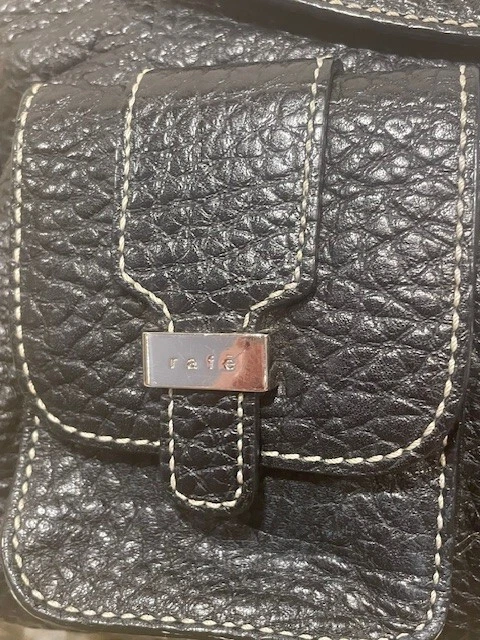Bolso de hombro New York Rafe de cuero negro 14x7,5" 8" caída accesorios pesados Foto 4 de 4