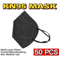50 Pcs Black KN95 Protective 5 Layer Face Mask  Disposable Mask