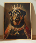 Rottweiler Dog King Print Sketch 8" x 10" Royalty Dog Wall Art Home Decor