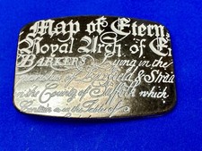 Many Words, Map Of Stecn, Road Barker...Vintage Metal Belt Buckle