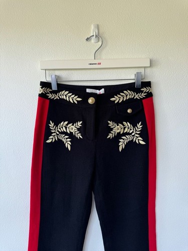 new H&M HM h m x rabanne Embroidered Wool Pants black military 8 36 4 pant - Bild 5 von 7
