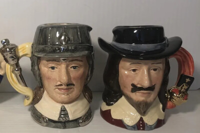 Royal Doulton small Jugs OLIVER CROMWELL and KING CHARLES I
