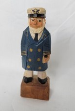 Folk Art Wood Carved Painted Nautical Figure Man Captain 6"