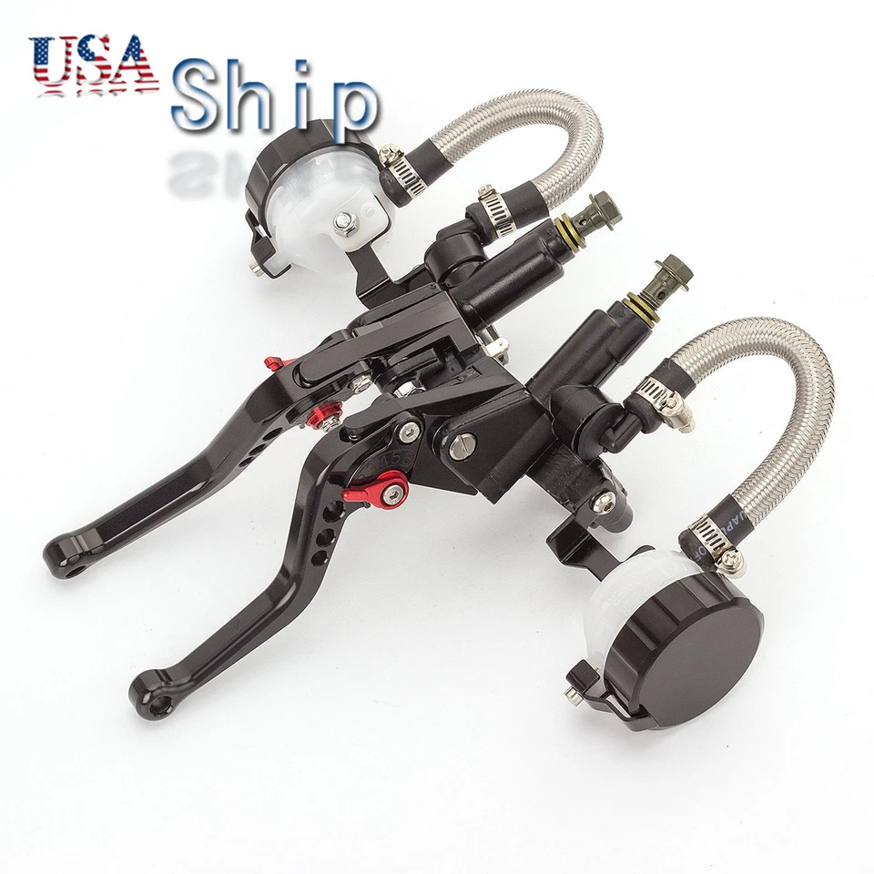 CNC Universal 7/8'' Dual Brake Master Cylinder Reservoir Hydraulic Clutch Lever - Image 2 of 4
