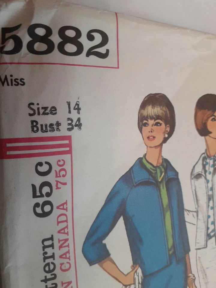 Skirt Sleeveless Top Boyfriend Jacket 12 Simplicity Sewing Pattern 5882 VTG UC - Image 3 of 4