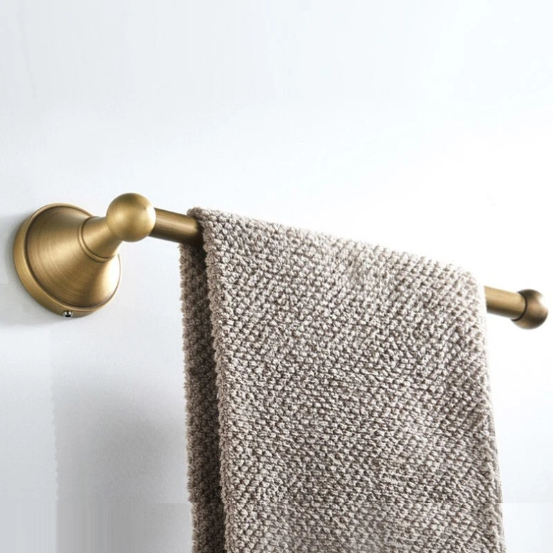 Antique Brass Wall Mounted Bathroom Towel Holder Rack Rail Bar - Image 2 of 4