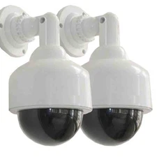 2 Dummy Fake Dome Security Camera Blinking LEDs Flashing Light CCTV Surveillance