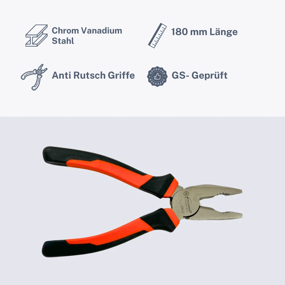 Profi Kombizange GS Geprüft 16cm Greifzange Kneifzange Flachzange Zange Zangen - Bild 3 von 4