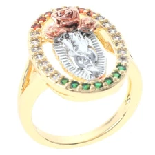Gold Tone Gold Plated Ring With Multi Rhinestone - RG1002-10