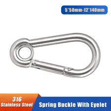 Spring Buckle With Eyelet Locking Carabiner Clip Snap Hook 316 Stainless Steel