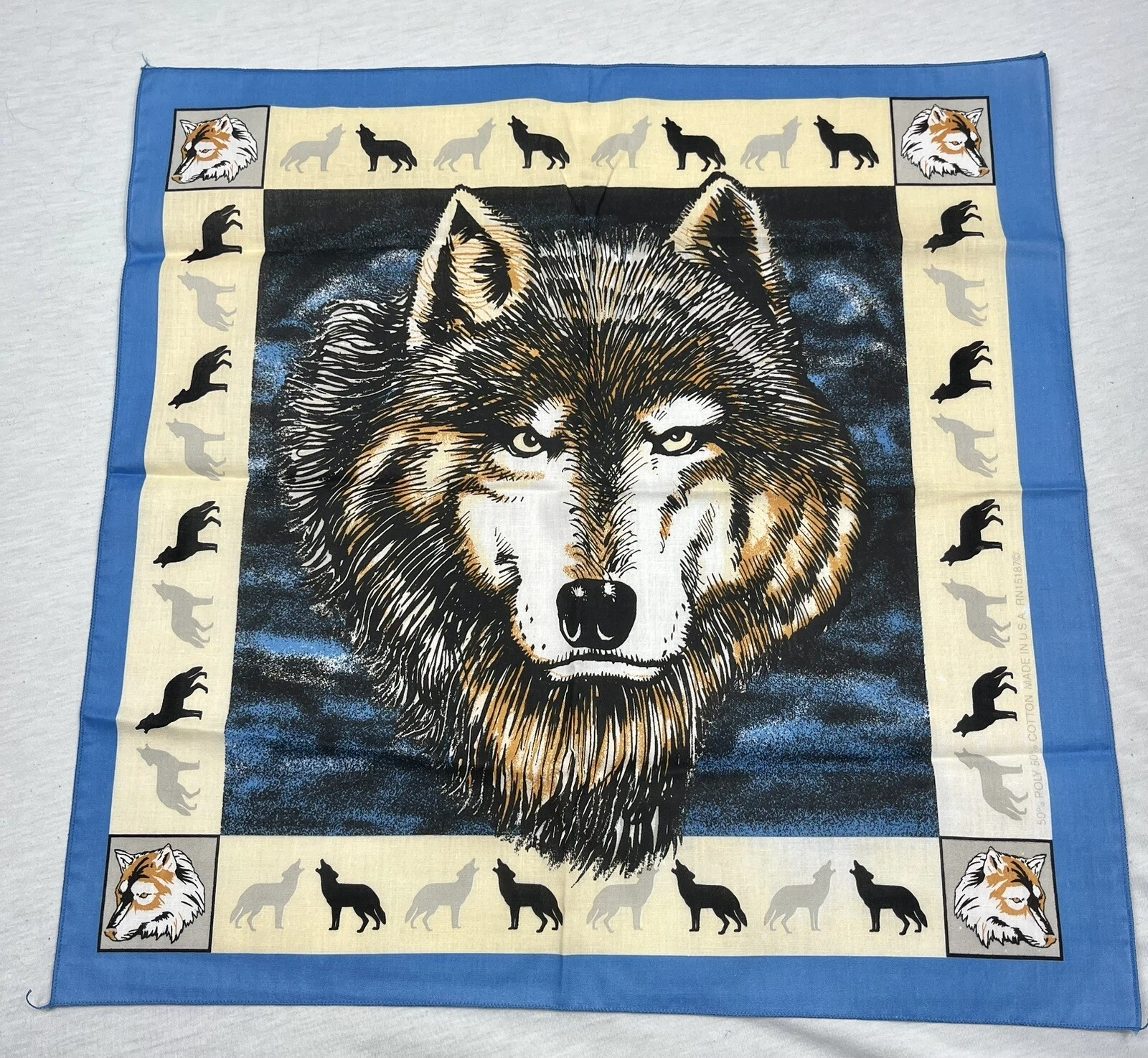 Motorcycle Bandana Native American Wolf Southwestern Vintage Scarf USA RN15187