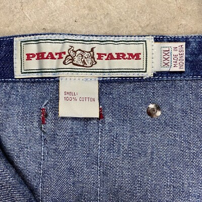 90s VTG PHAT FARM Denim Bib Overalls Jeans 3XL Carpenter Baggy