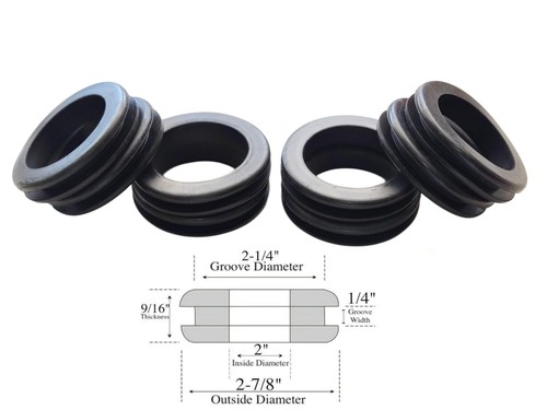 8-Pack of Rubber Grommet Wiring Bushings, 2" ID, 1/4" Groove, Fits 2-1/4" Hole - Picture 3 of 4