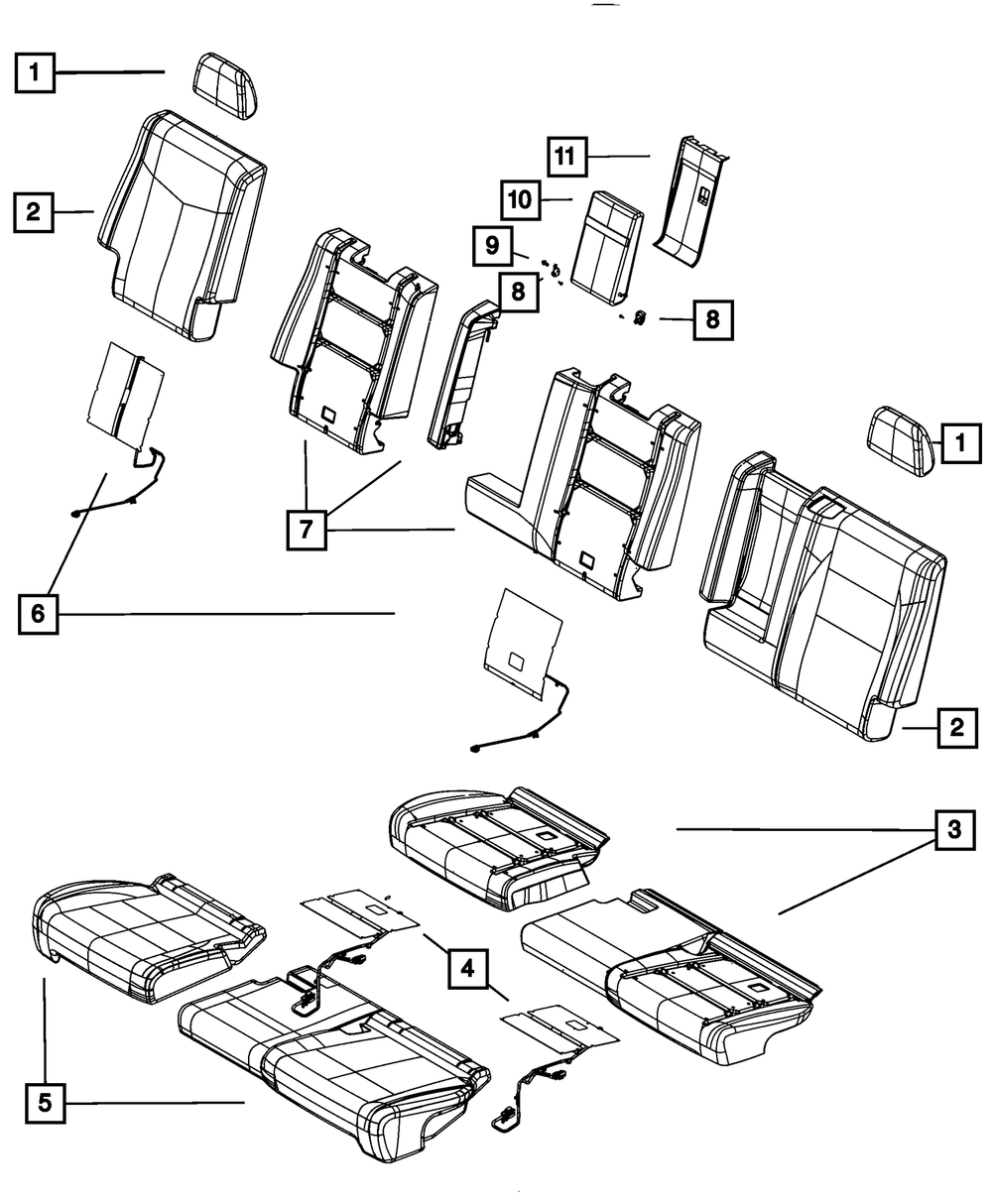 Funda Cojín Asiento Trasero Derecho Mopar Original 1UP72HL1AB