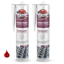 Kraken Bond Gasket Maker RTV Silicone, 10.1oz 2 Pack – Red