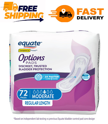 Equate Options Women's Incontinence Pads, Moderate Absorbency, Regular Length