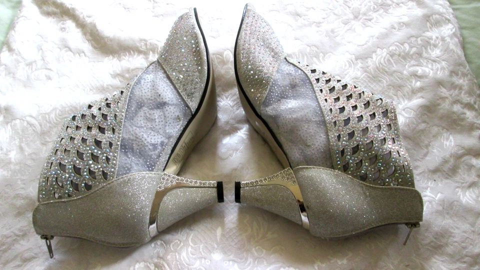 BOTINES PIERRE DUMAS PLATA 11 M PEDRERÍA IRIDISCENTE CREMALLERA TACÓN TOBILLERA NUEVOS Foto 3 de 4