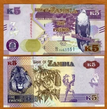 Zambia, 5 Kwacha, 2020, P-57-New, Upgraded Security, New Date UNC