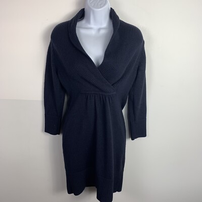 H&M Womens Sweater Dress sz XS Navy Blue Dark Academia Corporate Minimalist