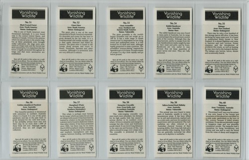 Brooke Bond. RE-ISSUE. A full set, 40 British cards, B32: 'Vanishing Wildlife' - Picture 8 of 8