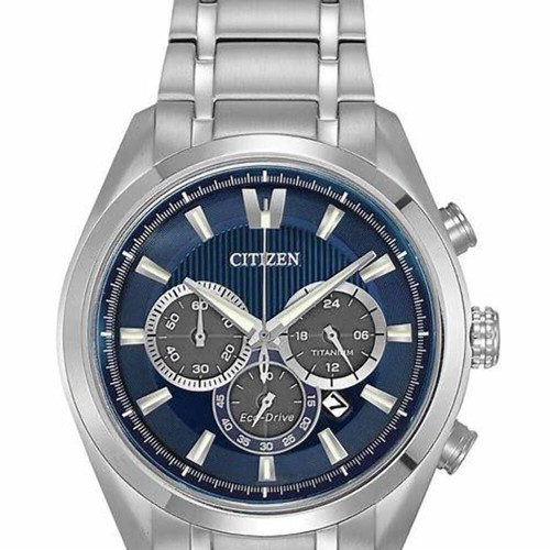 Citizen CA4010-58L Men's Eco-Drive Super Titanium Chronograph, Blue Dial, Titani - Picture 2 of 3