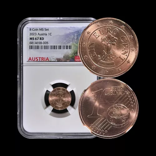 AUSTRIA. 2023, 1 Euro Cent - NGC MS67 - Alpine Flowers, Stemless Gentian Flower.