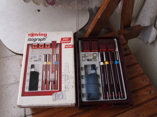 rOtring isograph Set of 4 Technical Drawing Pens in Case, US DUTIES INCLUDED